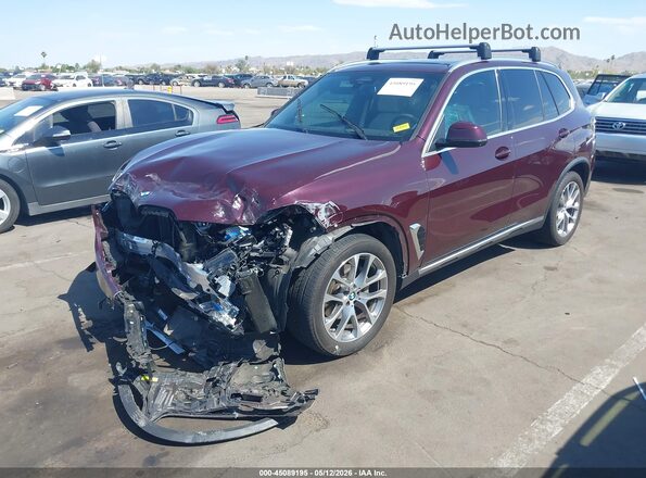 5UX23EU05R9V11802 2024 BMW X5 Burgundy Przód lewy