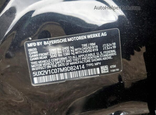 5UX2V1C07M9D82414 2021 BMW X4 Black Widok naklejki z numerem VIN