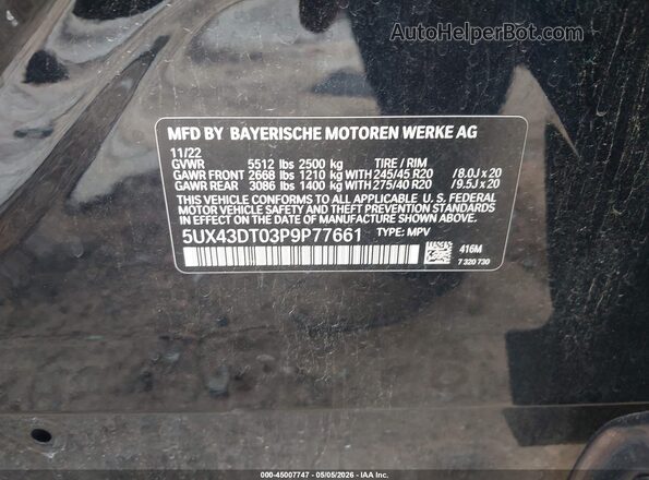 5UX43DT03P9P77661 2023 BMW X4 Черный Вид подкапотного пространства