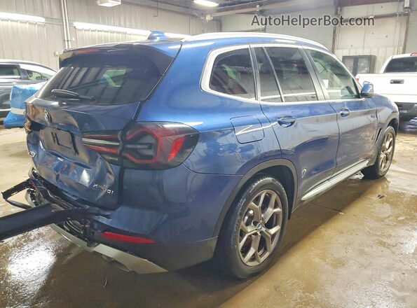 5UX53DP00N9N05550 2022 BMW X3 Blue Trasero derecho