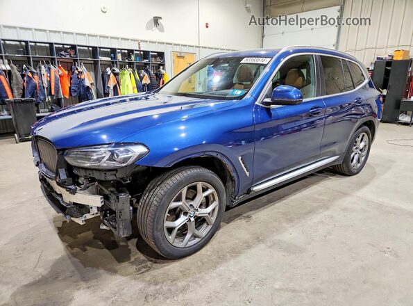 5UX53DP01R9W27369 2024 BMW X3 Синий Передняя левая четверть
