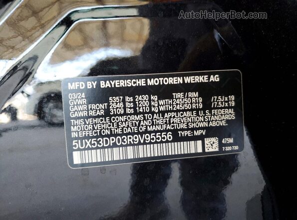 5UX53DP03R9V95556 2024 BMW X3 Черный Вид подкапотного пространства