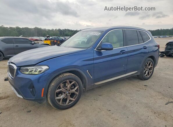 5UX53DP08N9K66815 2022 BMW X3 Синий Передняя левая четверть