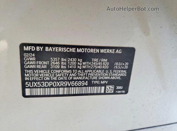 5UX53DP0XR9V66894 2024 BMW X3 Белый Вид подкапотного пространства
