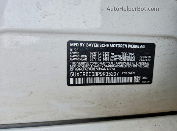5UXCR6C08P9R35207 2023 BMW X5 Белый Вид наклейки с VIN-кодом