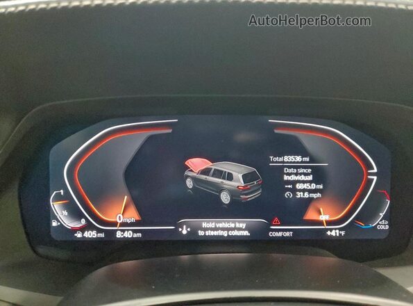 5UXCW2C01N9K38170 2022 BMW X7 White Instrument cluster view