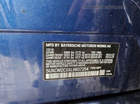 5UXCW2C0XL9B07254 2020 BMW X7 Blue VIN sticker view