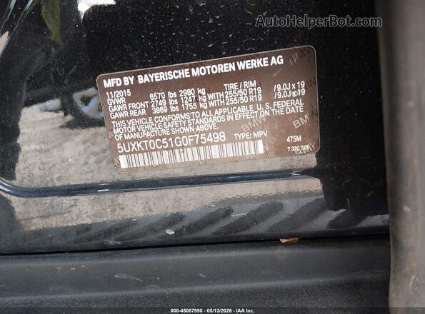 5UXKT0C51G0F75498 2016 BMW X5 Черный Вид подкапотного пространства