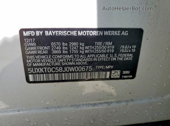 5UXKT0C58J0W00675 2018 BMW X5 Белый Панорамный вид салона 360°