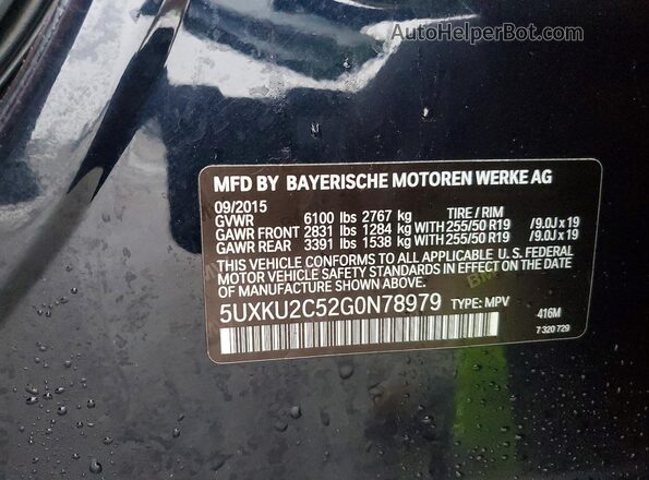 5UXKU2C52G0N78979 2016 BMW X6 Black Вид наклейки з VIN-кодом