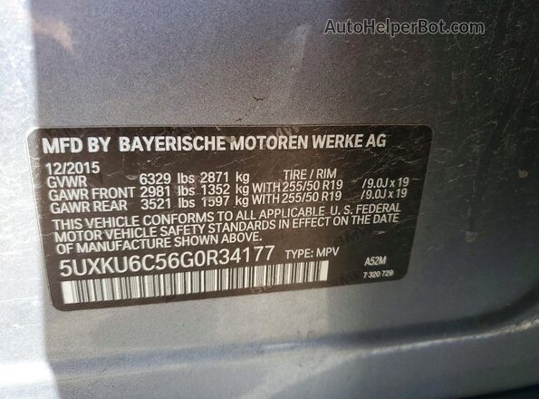 5UXKU6C56G0R34177 2016 BMW X6 Серебряный 