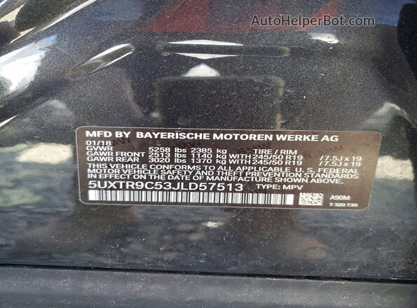 5UXTR9C53JLD57513 2018 BMW X3 Серый Панорамный вид салона 360°