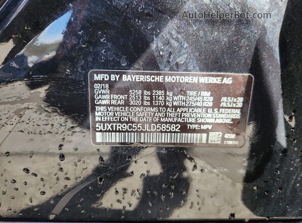 5UXTR9C55JLD58582 2018 BMW X3 Угольный Вид наклейки с VIN-кодом
