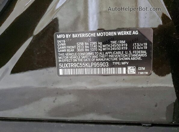 5UXTR9C55KLP95903 2019 BMW X3 Brown Widok wnętrza 360 stopni