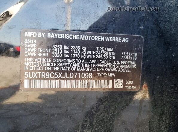 5UXTR9C5XJLD71098 2018 BMW X3 Черный Вид наклейки с VIN-кодом