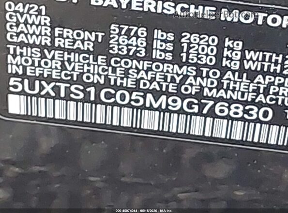 5UXTS1C05M9G76830 2021 BMW X3 Черный Вид подкапотного пространства