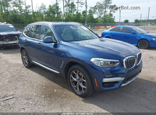 5UXTY3C08M9G72152 2021 BMW X3 Blue Передня права чверть
