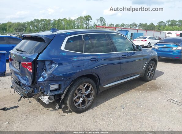 5UXTY3C08M9G72152 2021 BMW X3 Blue Задня права чверть