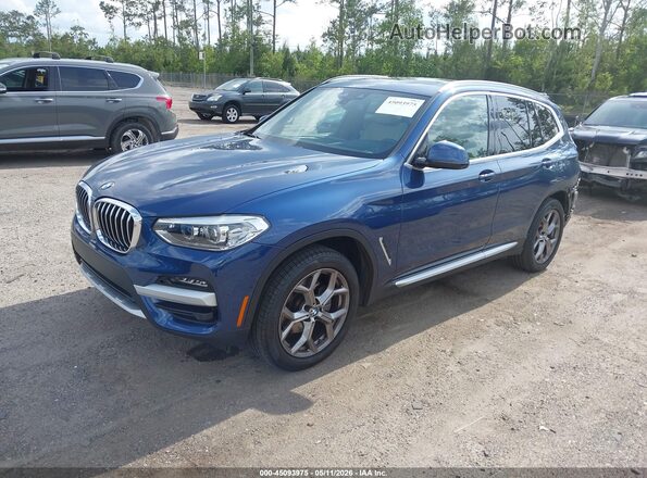 5UXTY3C08M9G72152 2021 BMW X3 Blue Передня ліва чверть
