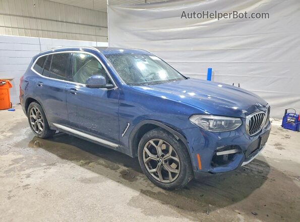 5UXTY5C01M9G36606 2021 BMW X3 Blue Передня права чверть