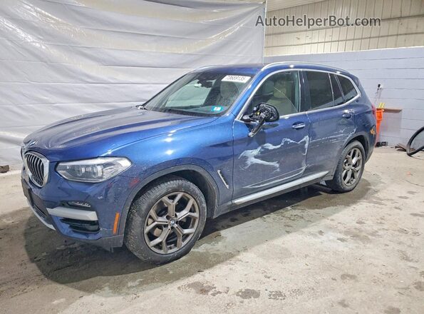 5UXTY5C01M9G36606 2021 BMW X3 Blue Передня ліва чверть
