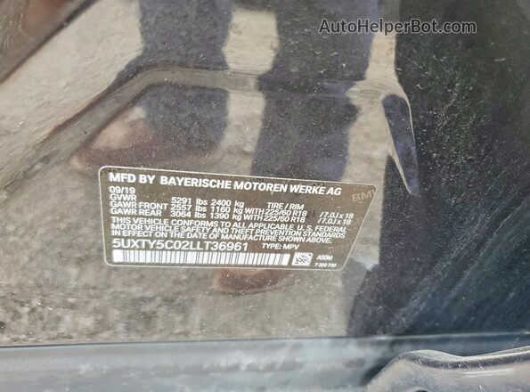 5UXTY5C02LLT36961 2020 BMW X3 Black Вид підкапотного простору