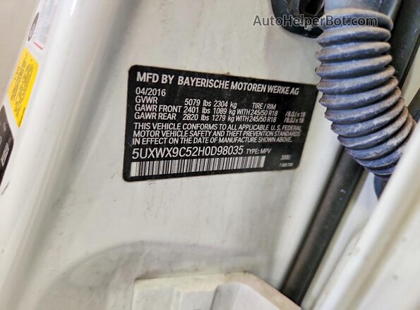 5UXWX9C52H0D98035 2017 BMW X3 Белый Вид наклейки с VIN-кодом