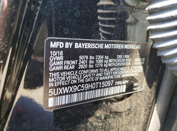 5UXWX9C59H0T15097 2017 BMW X3 Черный Вид наклейки с VIN-кодом