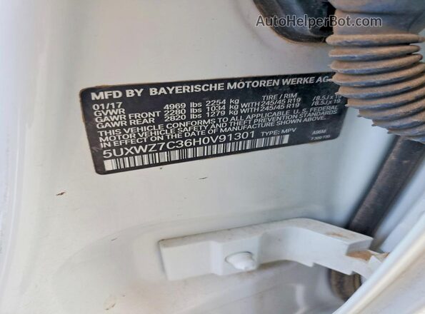 5UXWZ7C36H0V91301 2017 BMW X3 Белый Вид подкапотного пространства