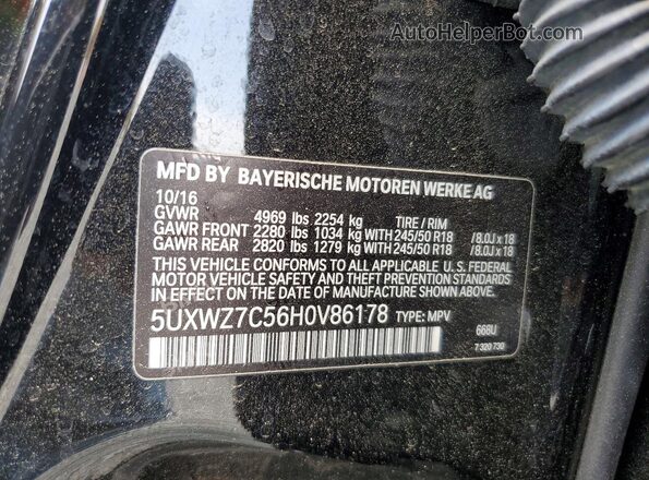5UXWZ7C56H0V86178 2017 BMW X3 Черный Вид наклейки с VIN-кодом