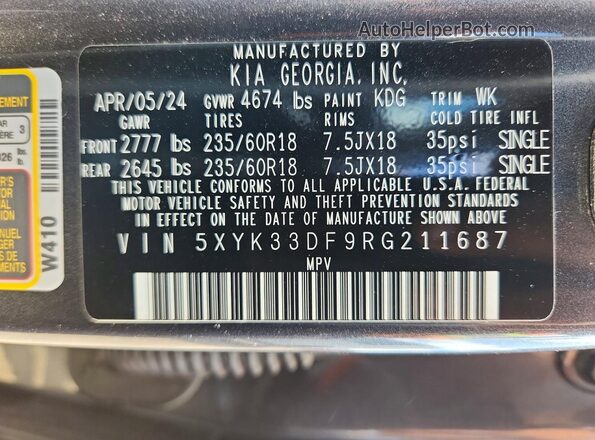 5XYK33DF9RG211687 2024 KIA SPORTAGE Gray Vista del compartimento del motor