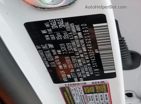 5XYK53DF4RG211610 2024 KIA SPORTAGE White Вид наклейки з VIN-кодом