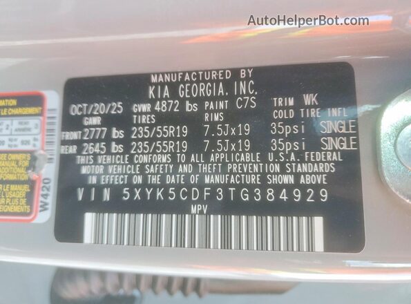 5XYK5CDF3TG384929 2026 KIA SPORTAGE Gray Widok wnętrza 360 stopni
