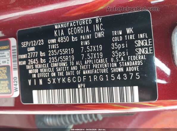 5XYK6CDF1RG154375 2024 KIA SPORTAGE Red Widok komory silnika
