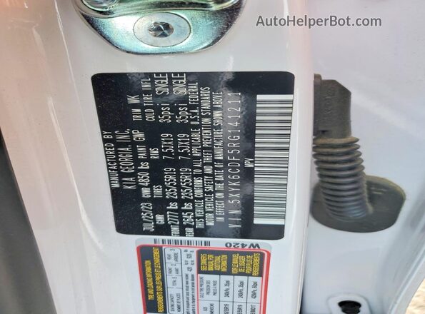 5XYK6CDF5RG141211 2024 KIA SPORTAGE White Vista de la etiqueta del VIN