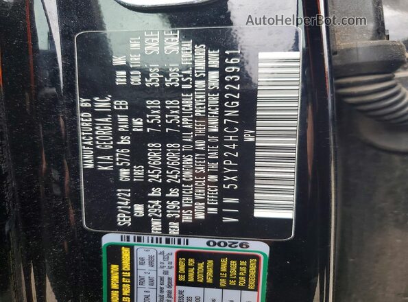 5XYP24HC7NG223961 2022 KIA TELLURIDE Черный Панорамный вид салона 360°