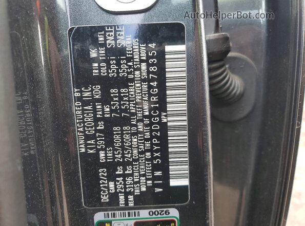 5XYP2DGC1RG478354 2024 KIA TELLURIDE Gray 360 interior view