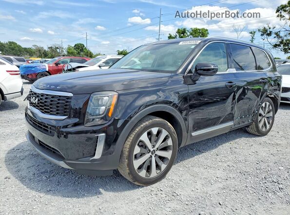 5XYP34HC3NG195525 2022 KIA TELLURIDE Black წინა მარცხენა ხედი სამი მეოთხედიდან