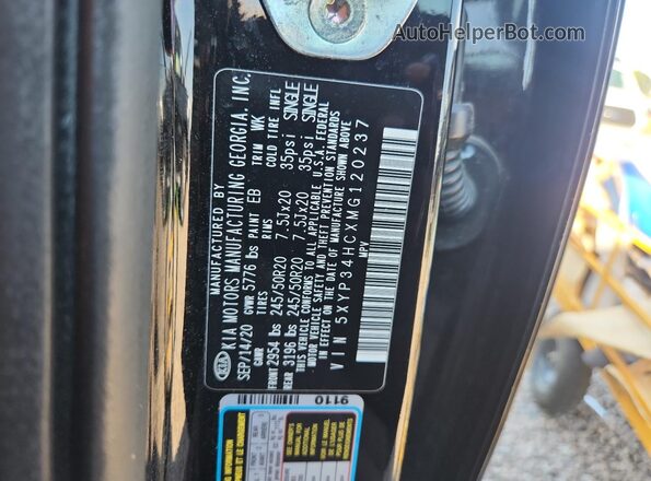 5XYP34HCXMG120237 2021 KIA TELLURIDE Черный Вид наклейки с VIN-кодом