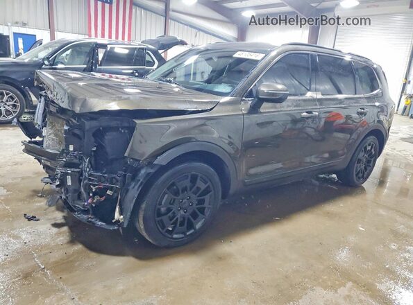 5XYP3DHC6MG106576 2021 KIA TELLURIDE Brown წინა მარცხენა ხედი სამი მეოთხედიდან