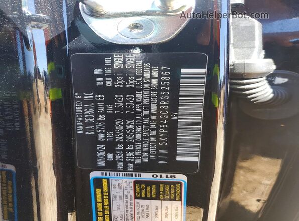 5XYP64GC8RG525867 2024 KIA TELLURIDE Black Vista de la etiqueta del VIN