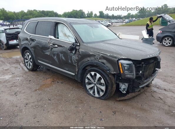5XYP64HC5LG032959 2020 KIA TELLURIDE Коричневый Передняя правая четверть