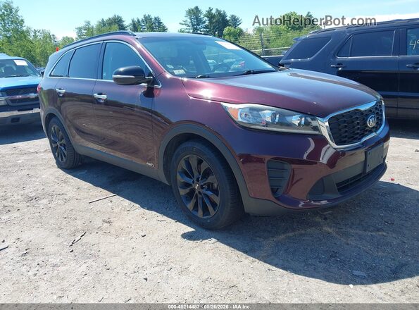 5XYPGDA53KG584628 2019 KIA SORENTO Темно-бордовый Передняя правая четверть