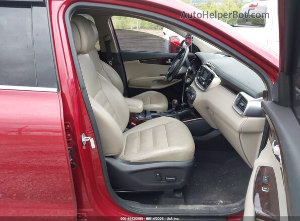 5XYPHDA54GG114922 2016 KIA SORENTO Красный Вид салона спереди