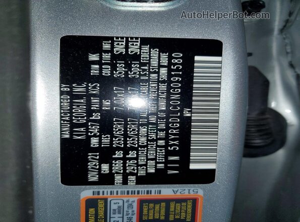 5XYRGDLC0NG091580 2022 KIA SORENTO Silver Vista interior de 360 grados