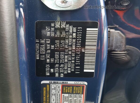 5XYRL4JC8RG300519 2024 KIA SORENTO Синий Вид наклейки с VIN-кодом