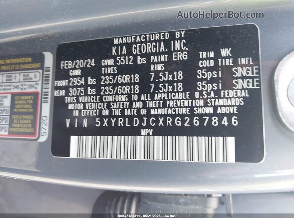 5XYRLDJCXRG267846 2024 KIA SORENTO Blue Widok komory silnika