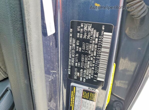 5XYZTDLB1GG373250 2016 HYUNDAI SANTA Синий Вид наклейки с VIN-кодом