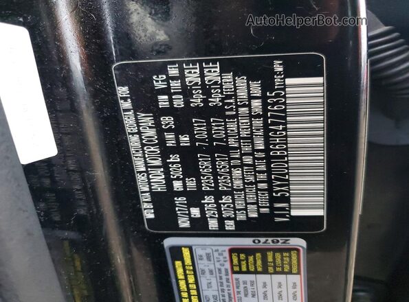 5XYZUDLB6HG477635 2017 HYUNDAI SANTA Черный Вид наклейки с VIN-кодом
