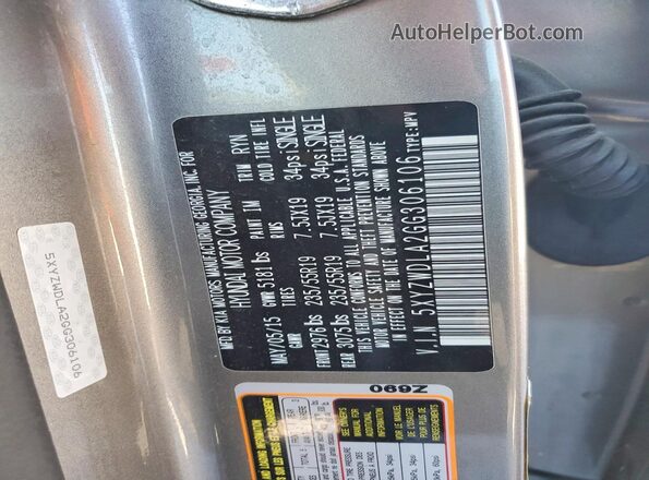 5XYZWDLA2GG306106 2016 HYUNDAI SANTA Silver Engine compartment view